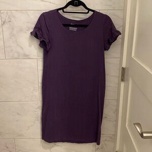 Elegantees purple xs dress with ruffle sleeves